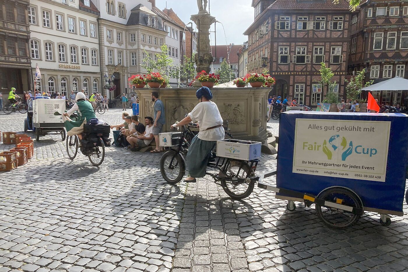 Lastenrad auf Hildesheimer Marktplatz