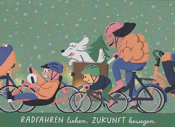 schematische Grafik mit 5 Radfahrern