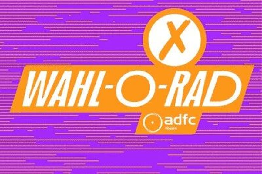 Wahl-o-Rad ADFC Hessen Das Bild zeigt den Schriftzug "Wahl-o-Rad".